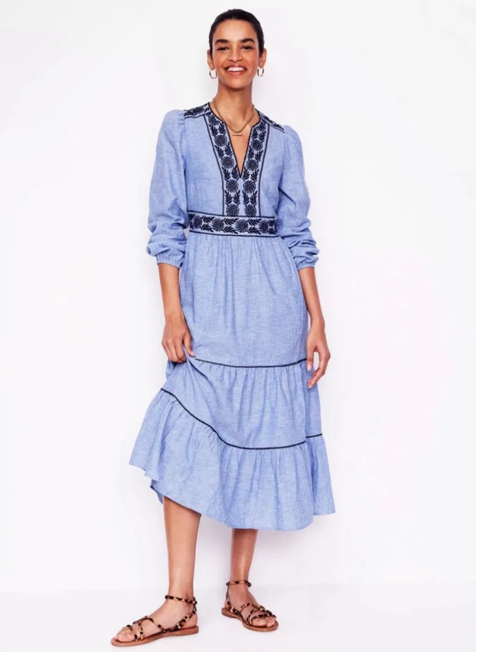Boden Violet Linen Rich Midi Dress Size 6